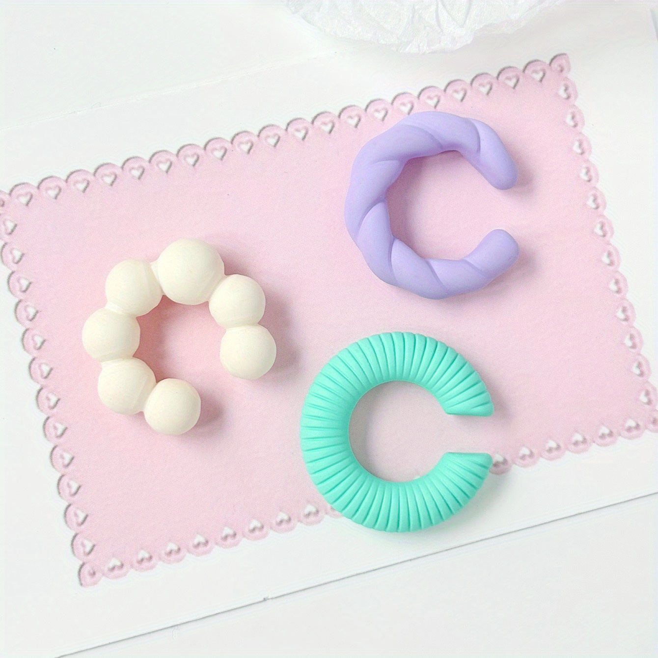 3pcs Candy Colored C Ear Clips for Women